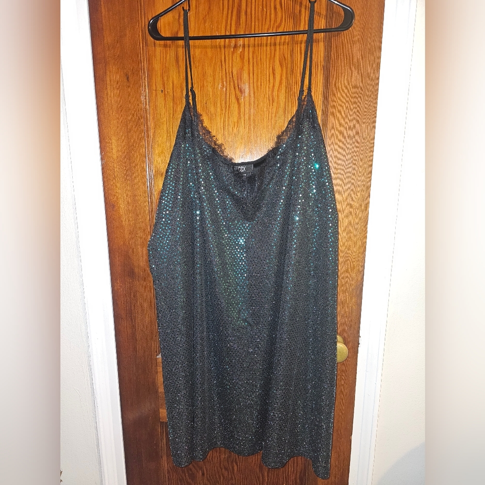 Sexy & Flirty Size 24 Green Sequins Mini Dress